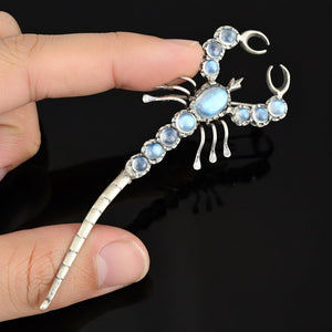 Antique Moonstone Scorpion Brooch Insect Statement Pin - Boylerpf