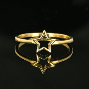 Vintage Celestial 14K Gold Cutout Star Ring - Boylerpf