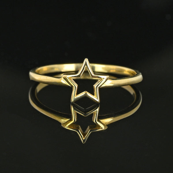 Vintage Celestial 14K Gold Cutout Star Ring - Boylerpf