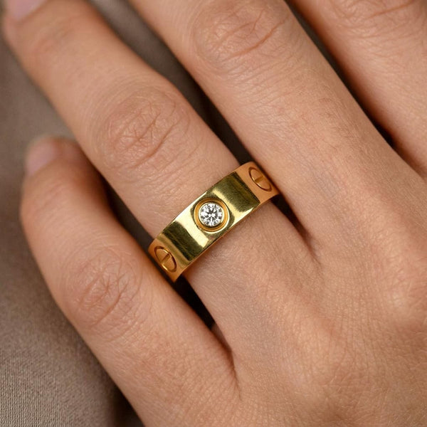 Cartier Love Ring 18K Yellow Gold Diamond Band 0.23ct