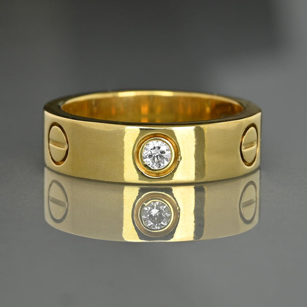 Cartier Love Ring 18K Yellow Gold Diamond Band 0.23ct