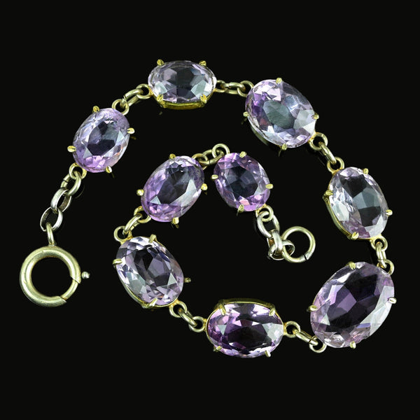 Antique Gold Gilded Pale Purple Amethyst Bracelet - Boylerpf
