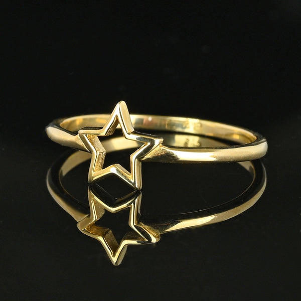 Vintage Celestial 14K Gold Cutout Star Ring - Boylerpf