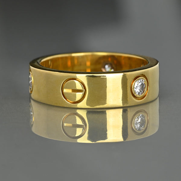 Cartier Love Ring 18K Yellow Gold Diamond Band 0.23ct