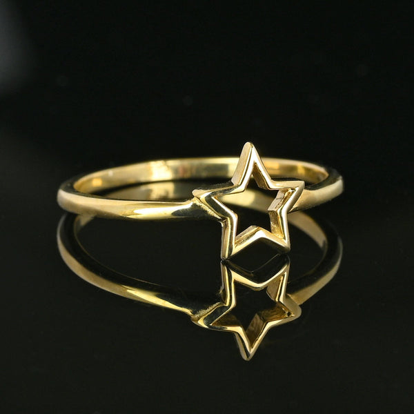 Vintage Celestial 14K Gold Cutout Star Ring - Boylerpf