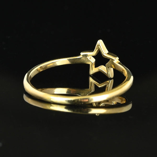 Vintage Celestial 14K Gold Cutout Star Ring - Boylerpf