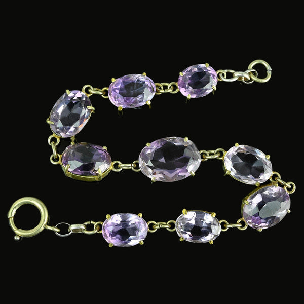 Antique Gold Gilded Pale Purple Amethyst Bracelet - Boylerpf