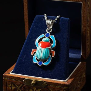 Antique Art Deco Sterling Silver Scarab Pendant - Boylerpf