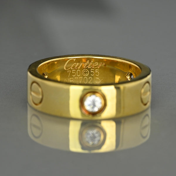 Cartier Love Ring 18K Yellow Gold Diamond Band 0.23ct