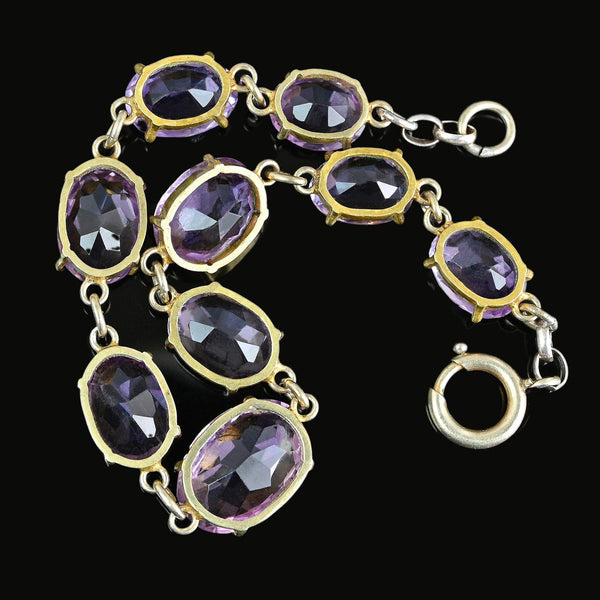 Antique Gold Gilded Pale Purple Amethyst Bracelet - Boylerpf