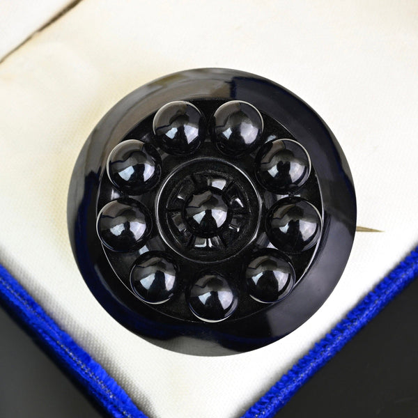 Victorian Antique Whitby Jet Brooch Pendant - Boylerpf