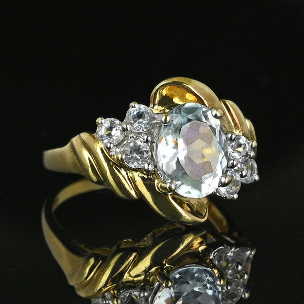 Vintage Gold Aquamarine Cluster Cocktail Ring - Boylerpf