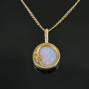 Reversible 14K Gold Man in the Moon Opal Necklace - Boylerpf