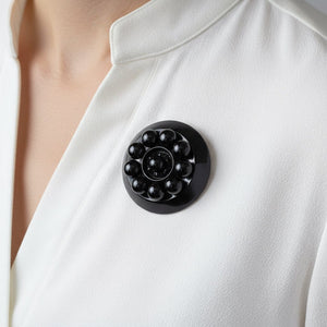 Victorian Antique Whitby Jet Brooch Pendant - Boylerpf