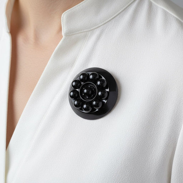 Victorian Antique Whitby Jet Brooch Pendant - Boylerpf