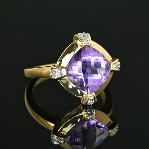 Vintage Cushion Checkerboard Cut Amethyst Ring - Boylerpf