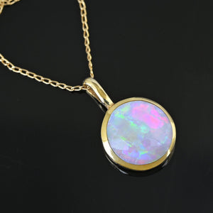 Reversible 14K Gold Man in the Moon Opal Necklace - Boylerpf