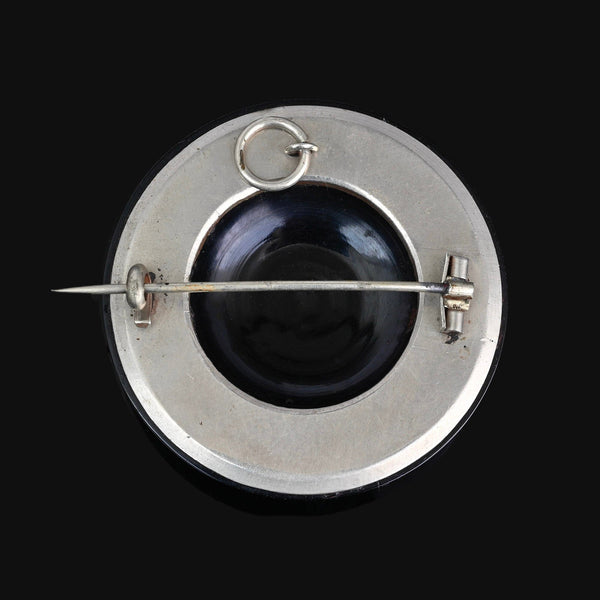 Victorian Antique Whitby Jet Brooch Pendant - Boylerpf