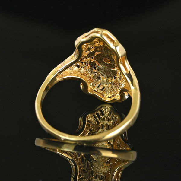 Vintage 10K Gold Filigree Diamond Shield Ring, Art Deco - Boylerpf