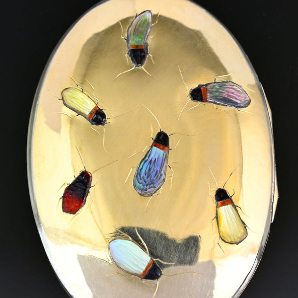 Antique Shibayama Insect Rolled Gold Locket Pendant - Boylerpf