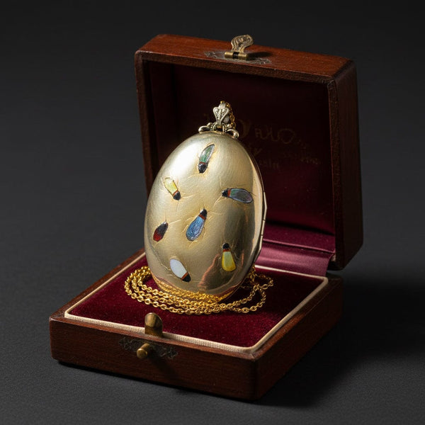 Antique Shibayama Insect Rolled Gold Locket Pendant - Boylerpf