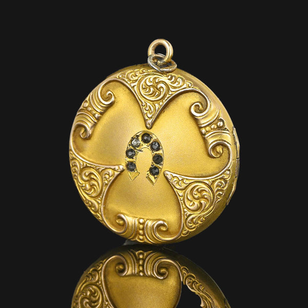Art Nouveau Gold Filled Paste Horseshoe Locket - Boylerpf