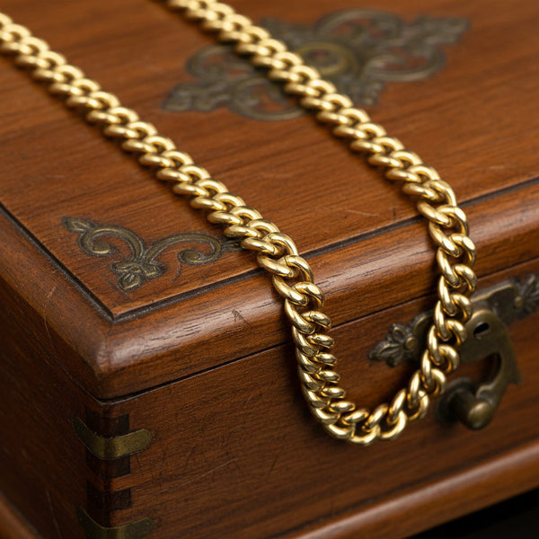 Vintage 9K Gold Curb Link Necklace English Hallmarked