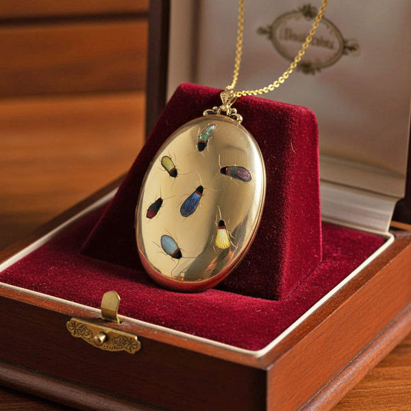 Antique Shibayama Insect Rolled Gold Locket Pendant - Boylerpf