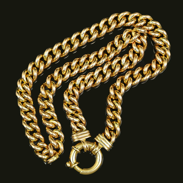 Vintage 9K Gold Curb Link Necklace English Hallmarked