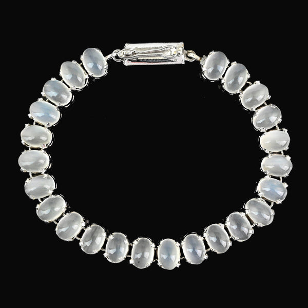 Vintage Moonstone Cabochon Silver Bracelet 19 Carats - Boylerpf