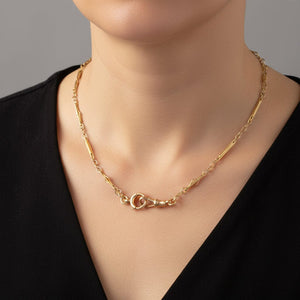 Antique Gold Bar Trombone Link Watch Chain Necklace - Boylerpf