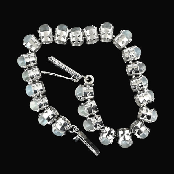 Vintage Moonstone Cabochon Silver Bracelet 19 Carats - Boylerpf