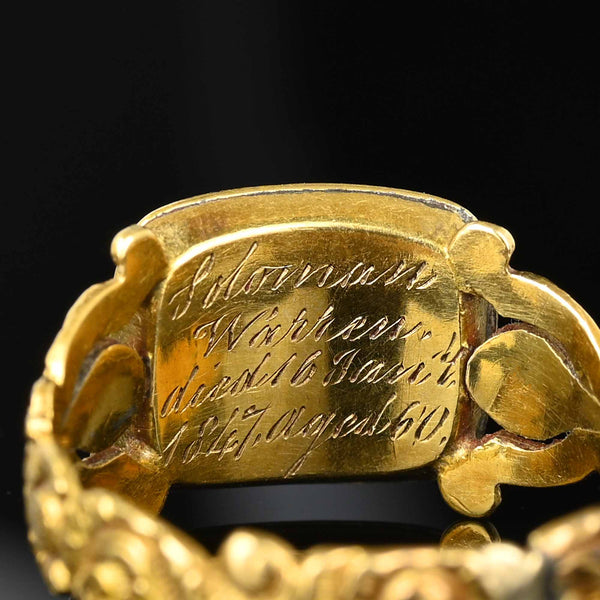 Antique Georgian 18K Gold Enamel Hair Locket Ring - Boylerpf