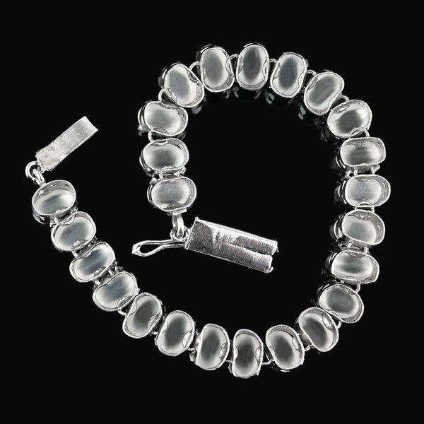 Vintage Moonstone Cabochon Silver Bracelet 19 Carats - Boylerpf