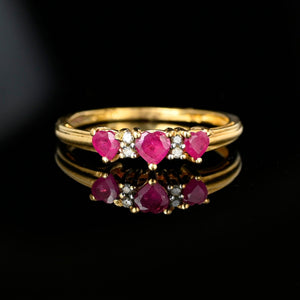 Vintage 10K Gold Diamond Ruby Heart Ring - Boylerpf