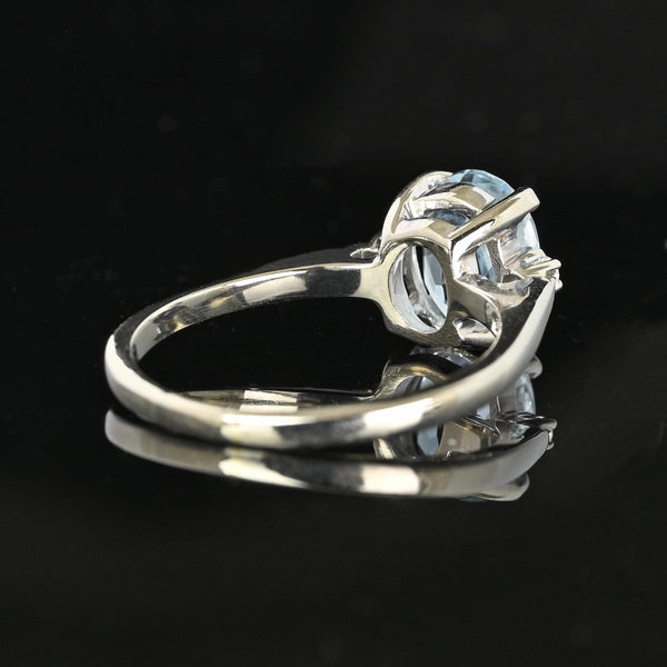 Vintage Diamond Accent Aquamarine Solitaire Ring in White Gold - Boylerpf