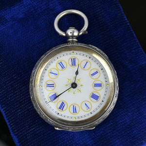 Antique Victorian Silver Hunter Case Pocket Watch, Enamel Dial - Boylerpf