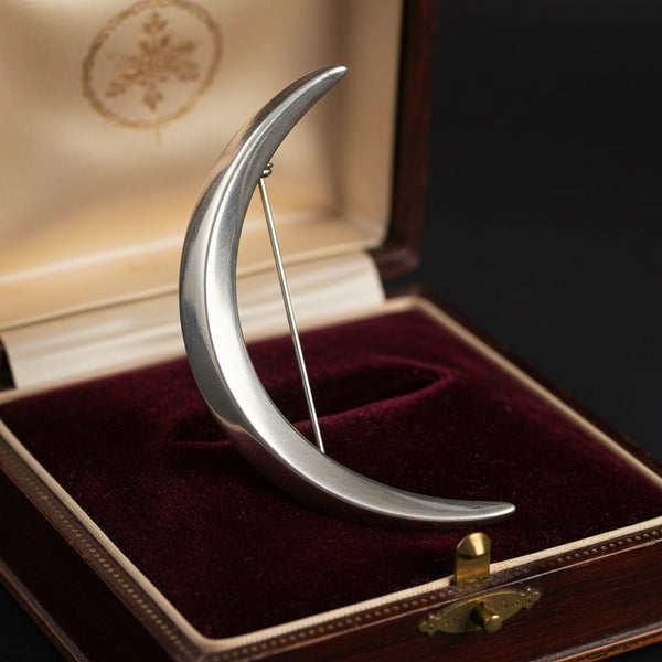 McKee Platero Tufa Cast Sterling Silver Crescent Brooch