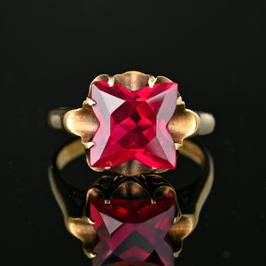 Vintage 10K Gold Buttercup Fancy Cut Ruby Ring - Boylerpf