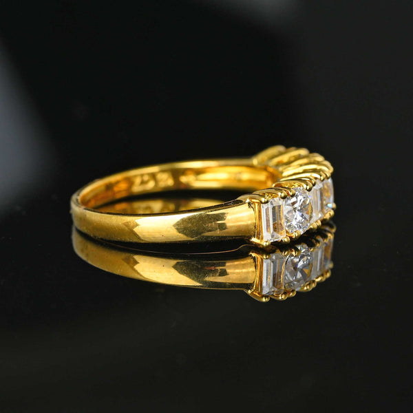 Silver Gold Gilt Baguette Cubic Zirconia Ring Band - Boylerpf