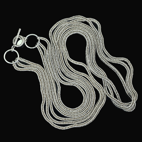 Vintage Sterling Silver Triple Foxtail Chain Necklace 108 Grams