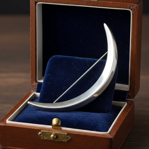 McKee Platero Tufa Cast Sterling Silver Crescent Brooch