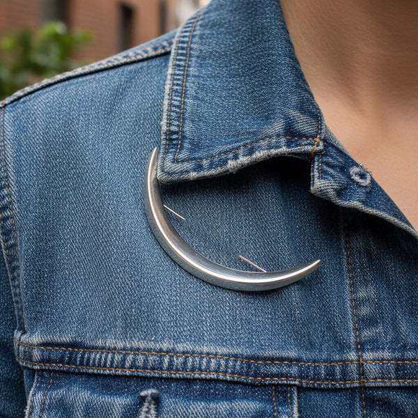 McKee Platero Tufa Cast Sterling Silver Crescent Brooch