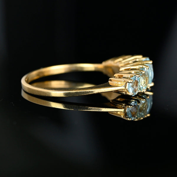 Vintage 10K Gold Five Stone Aquamarine Ring - Boylerpf