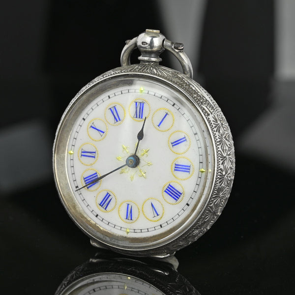 Antique Victorian Silver Hunter Case Pocket Watch, Enamel Dial - Boylerpf