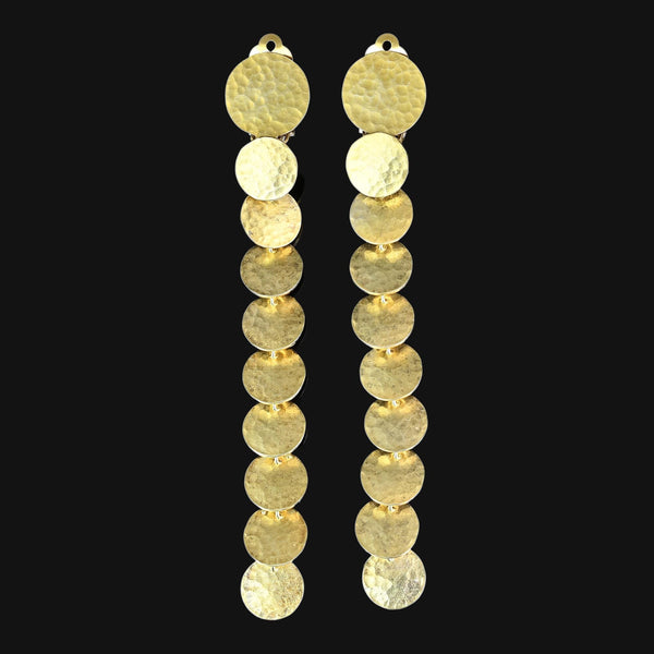 Vintage Gold Vermeil Chandelier Earrings – Hammered Discs