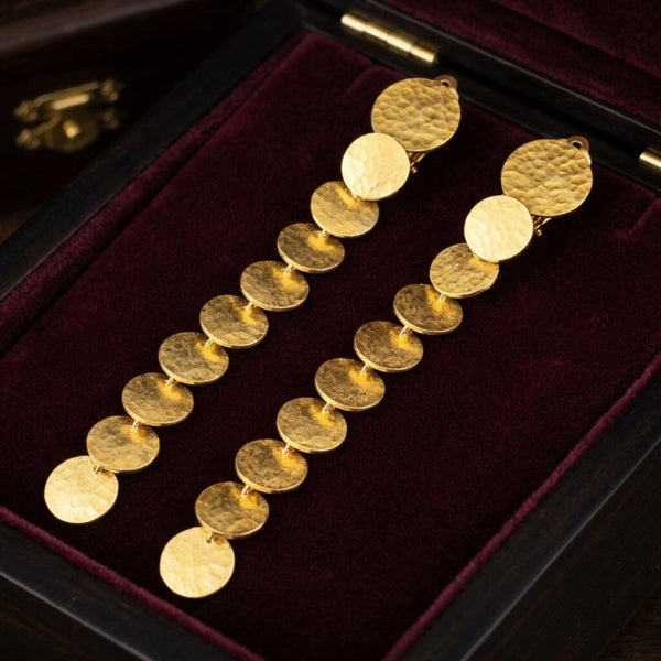 Vintage Gold Vermeil Chandelier Earrings – Hammered Discs