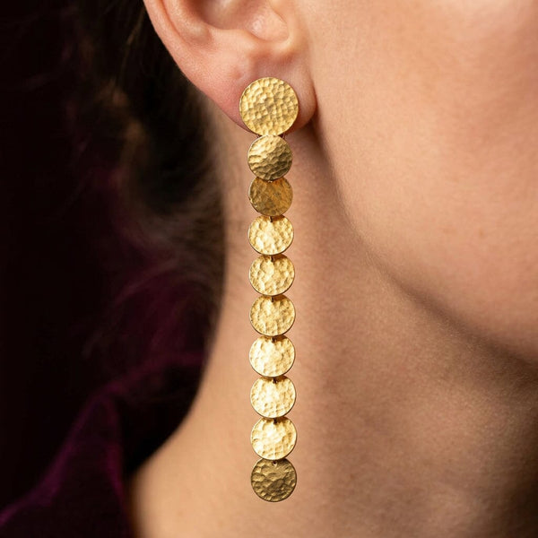 Vintage Gold Vermeil Chandelier Earrings – Hammered Discs