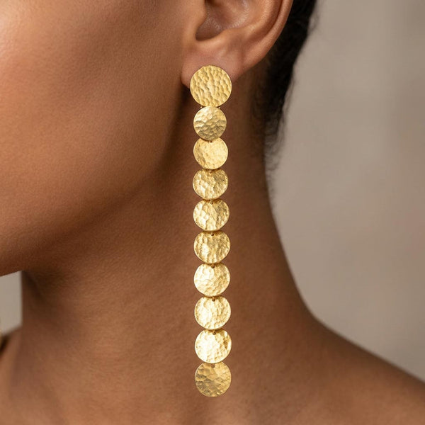 Vintage Gold Vermeil Chandelier Earrings – Hammered Discs