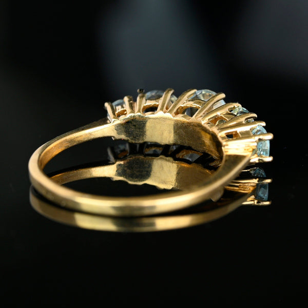 Vintage 10K Gold Five Stone Aquamarine Ring - Boylerpf